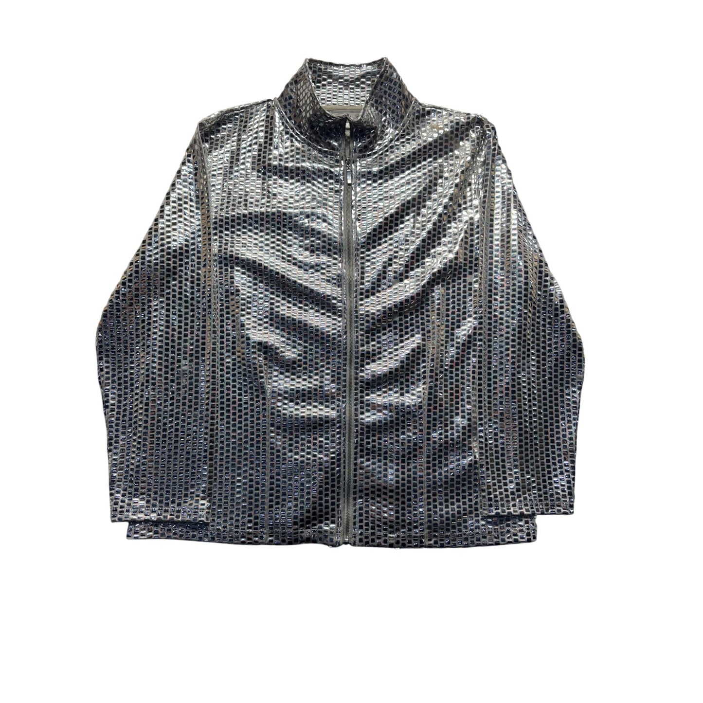 Metallic Silver Birch Hill Mesh Zip Up Jacket Xl Performance Wear #9686