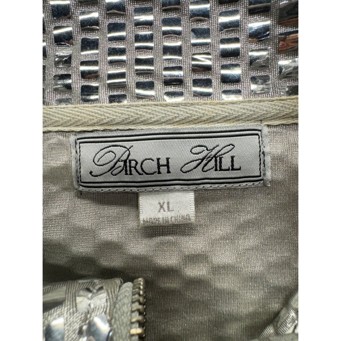 Metallic Silver Birch Hill Mesh Zip Up Jacket Xl Performance Wear #9686
