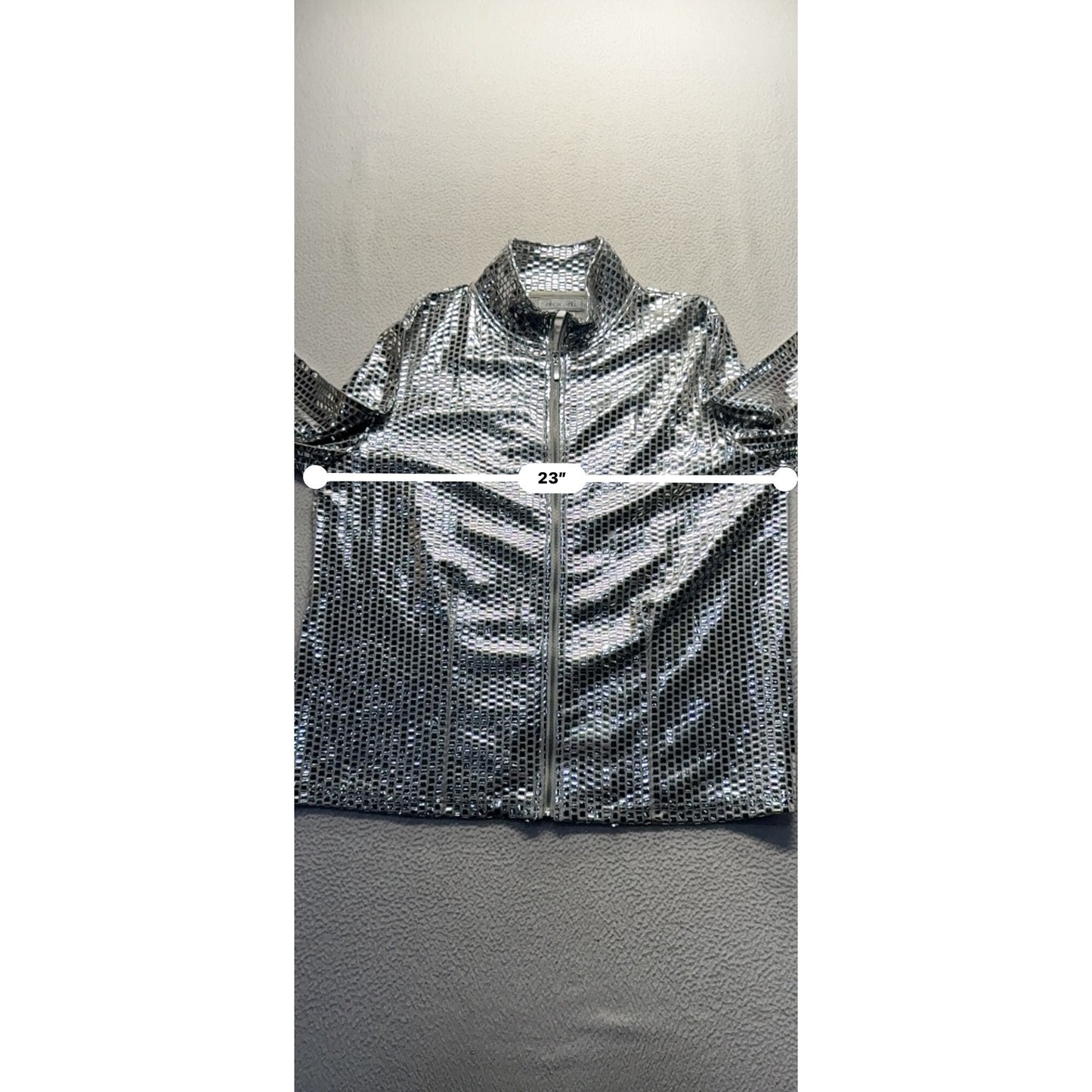 Metallic Silver Birch Hill Mesh Zip Up Jacket Xl Performance Wear #9686