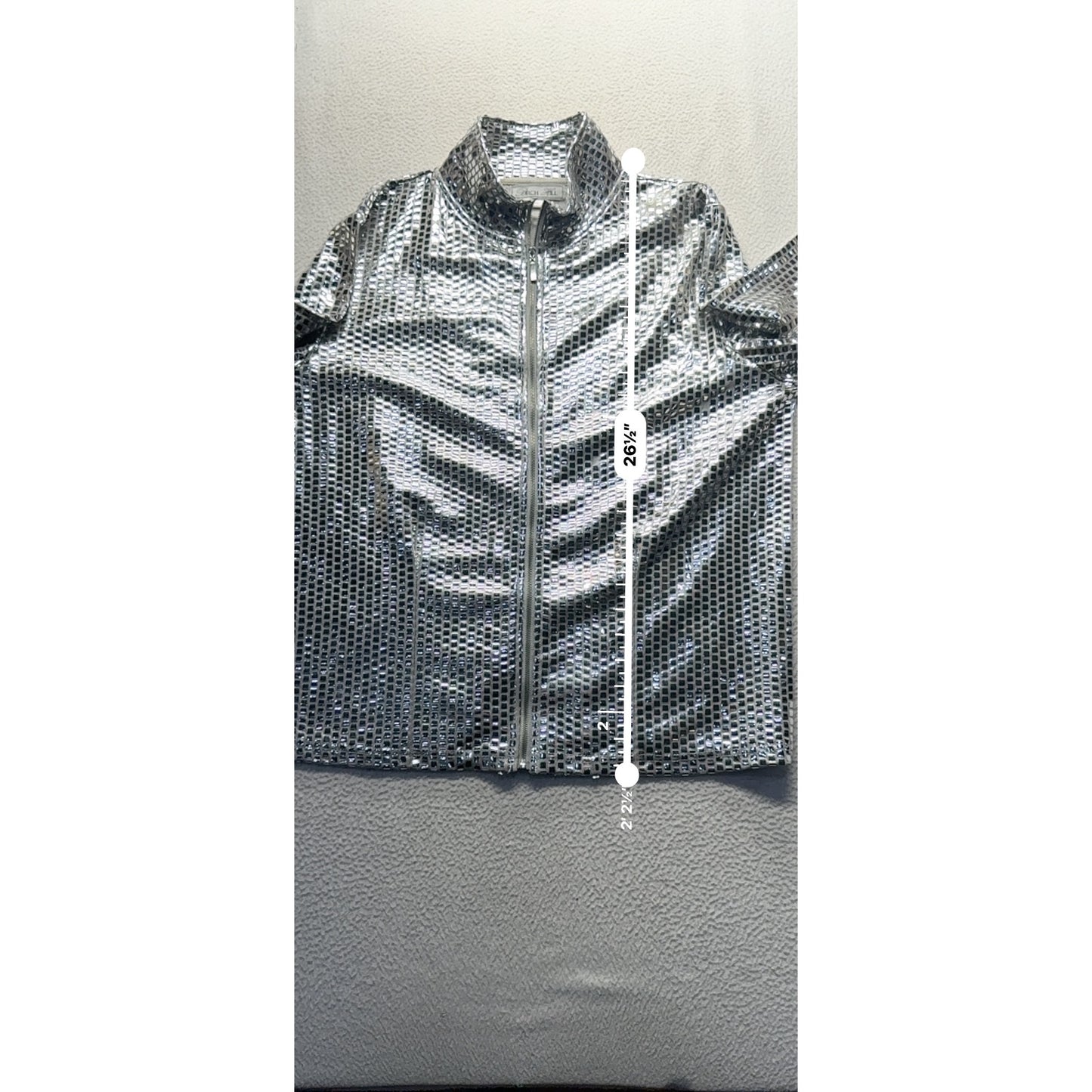 Metallic Silver Birch Hill Mesh Zip Up Jacket Xl Performance Wear #9686