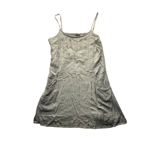 Earthbound Trading Co. Gray Embroidered Sleeveless Dress With Pockets #7331
