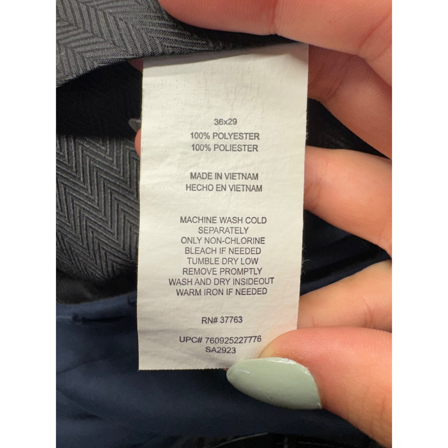 Mens Navy Blue Savane Trousers With Cuffed Hemline & Front Zip Closure #7785