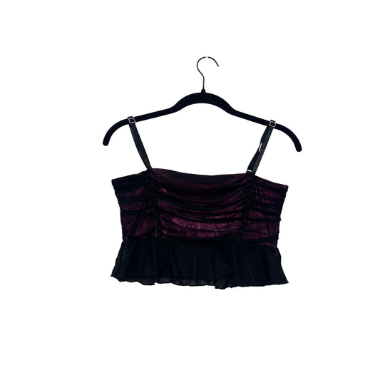 Delias XS Purple & Black Ruched Camisole Top With Ruffle Hem #113A