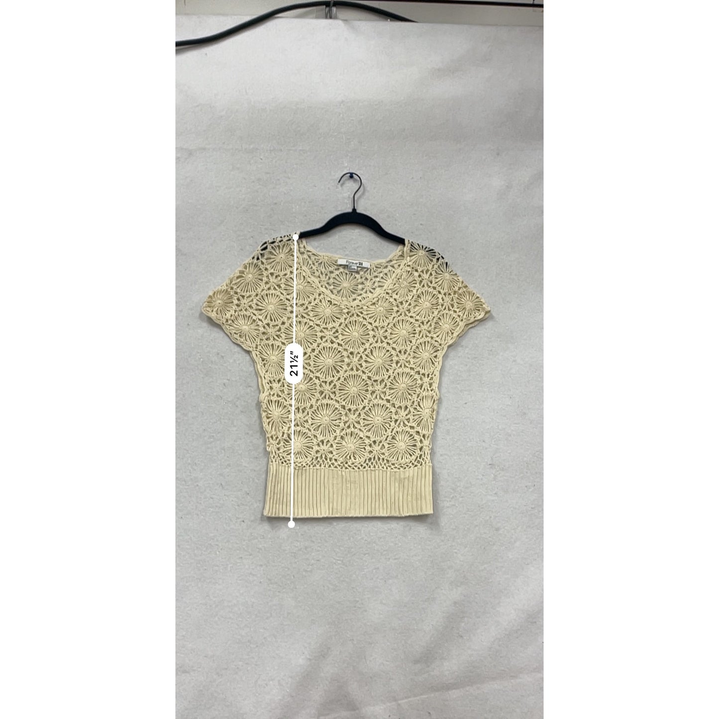 Forever 21 Beige Crochet Knit Top S #847A
