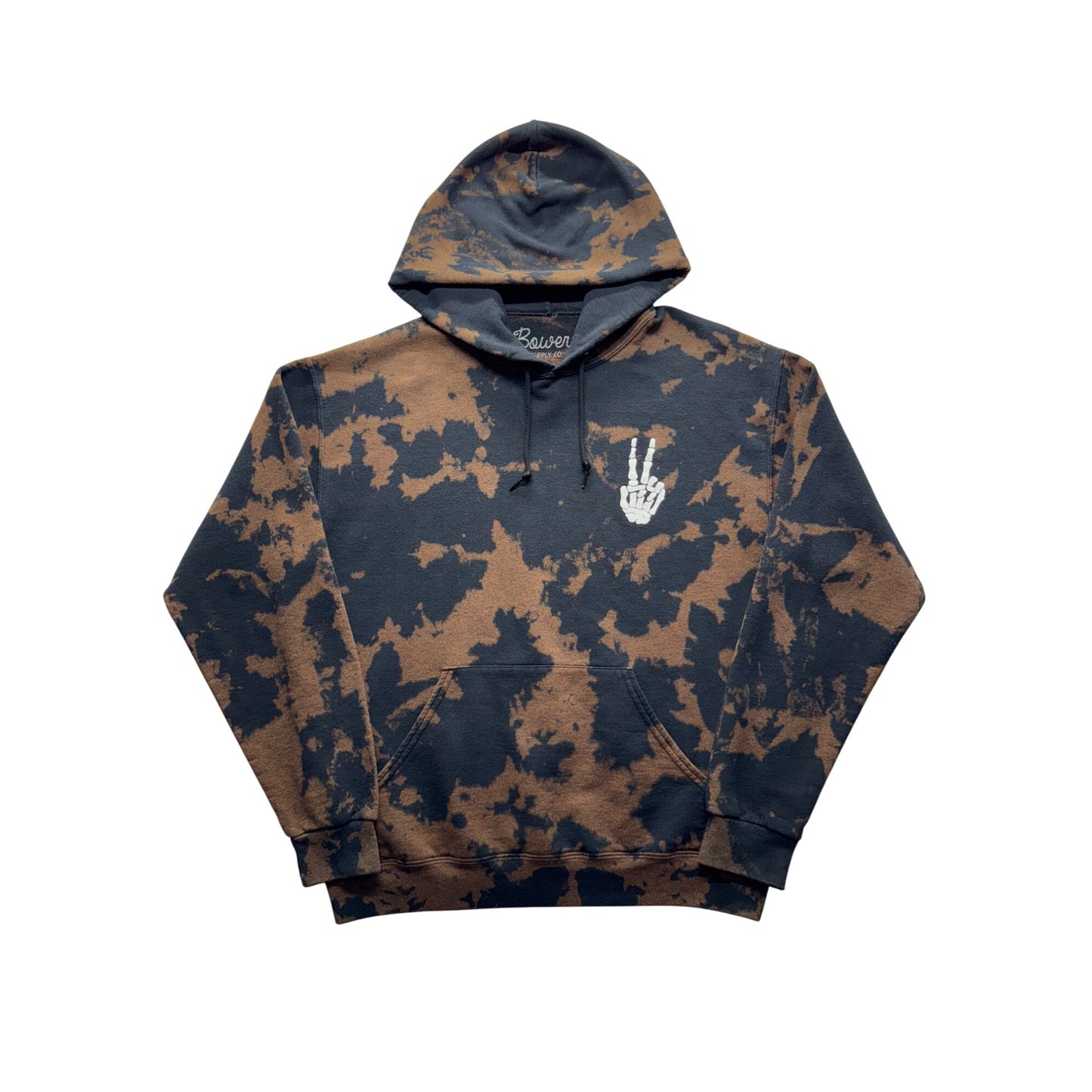 Bowery Supply Skeleton Hand Tie-Dye Hoodie Sweatshirt Graphic Pullover #147B