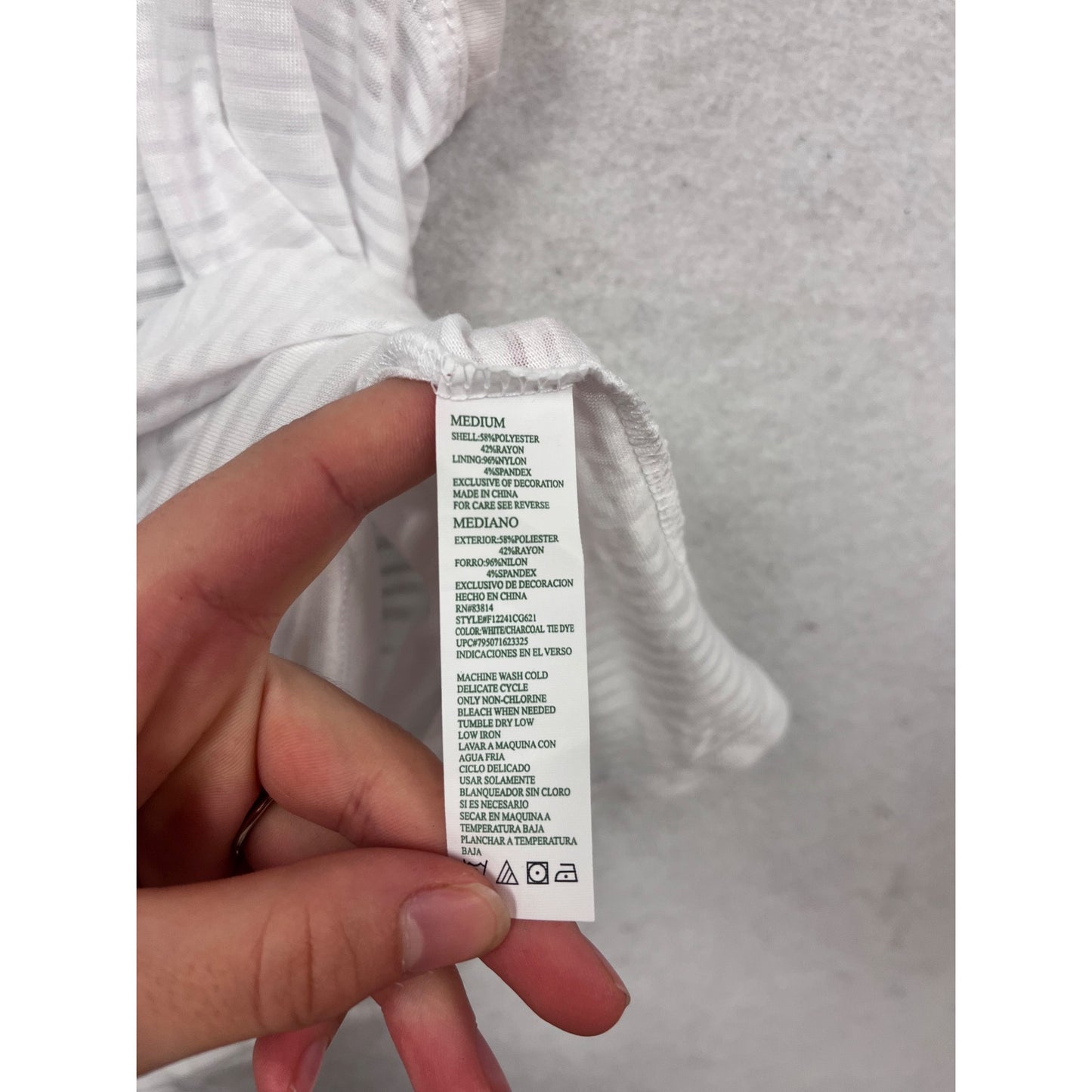 Tangerine White & Gray Striped Sleeveless Racerback Tank Top Medium #976A