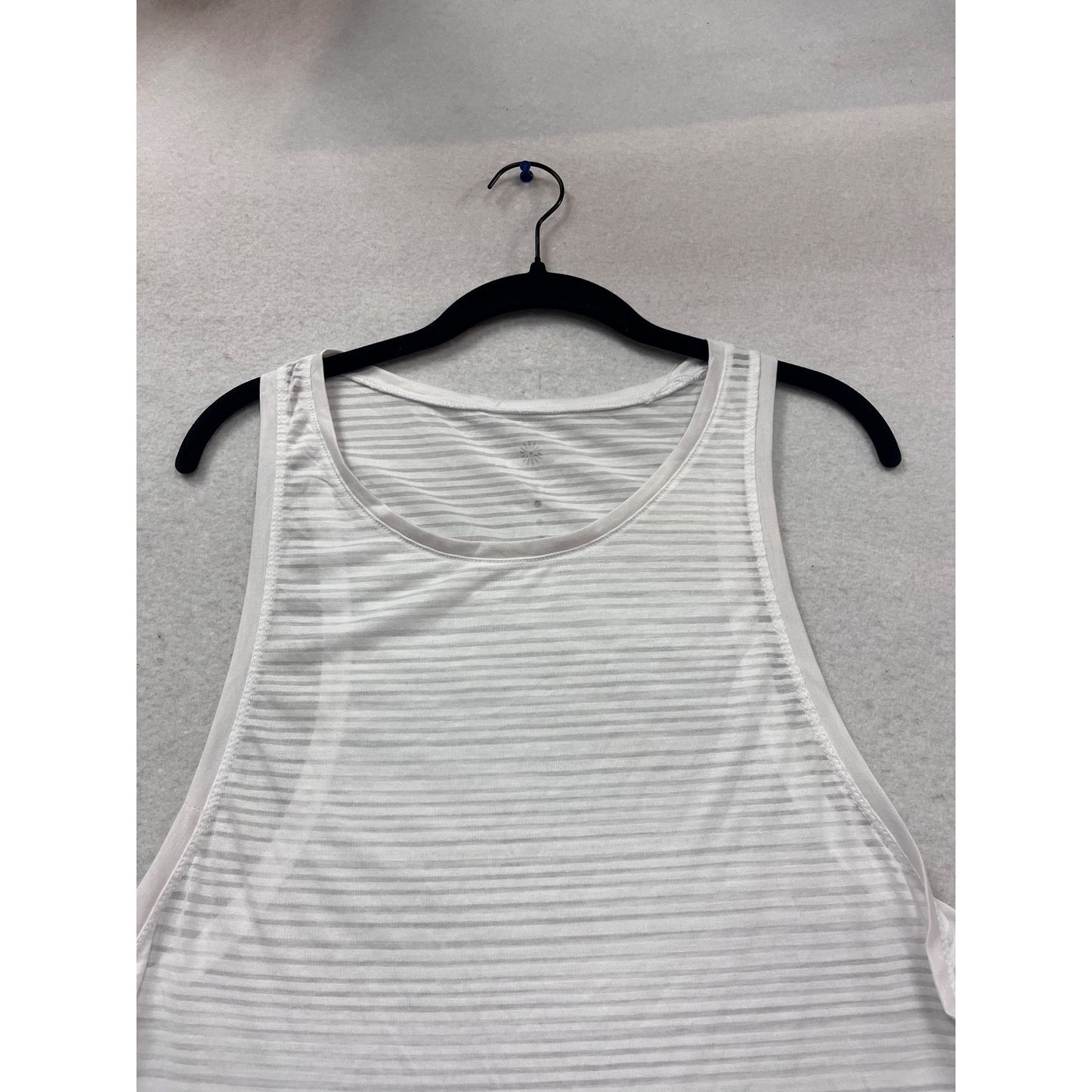 Tangerine White & Gray Striped Sleeveless Racerback Tank Top Medium #976A