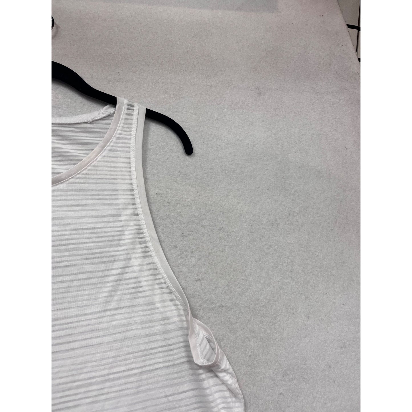 Tangerine White & Gray Striped Sleeveless Racerback Tank Top Medium #976A