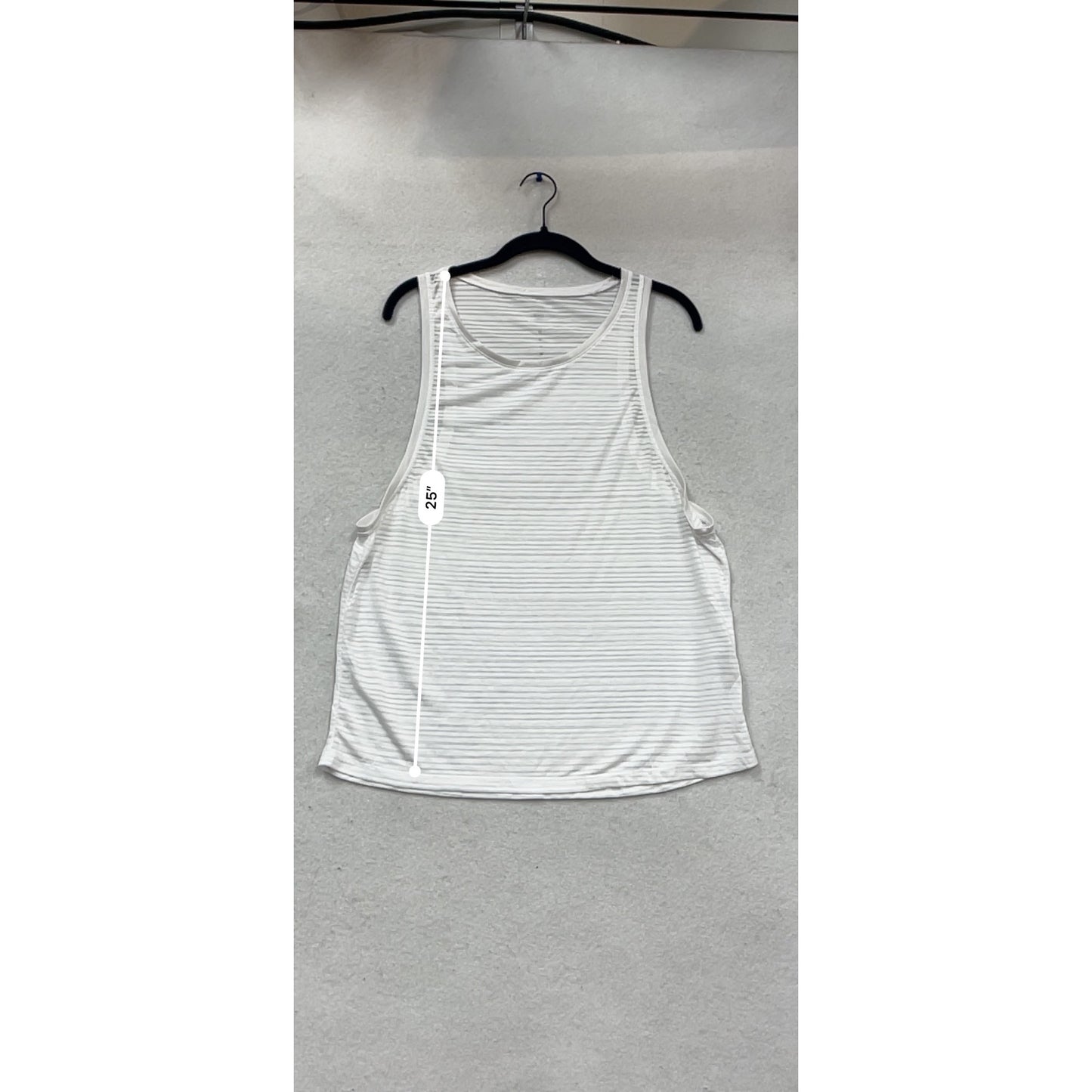 Tangerine White & Gray Striped Sleeveless Racerback Tank Top Medium #976A