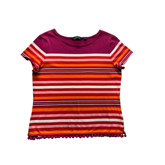 C. Wonder Striped Cotton T-Shirt With Pom Pom Hem Multicolor S 238B