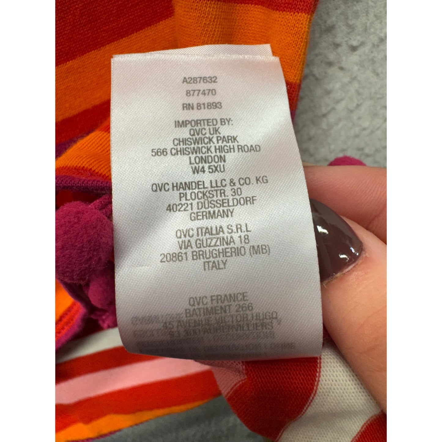 C. Wonder Striped Cotton T-Shirt With Pom Pom Hem Multicolor S 238B