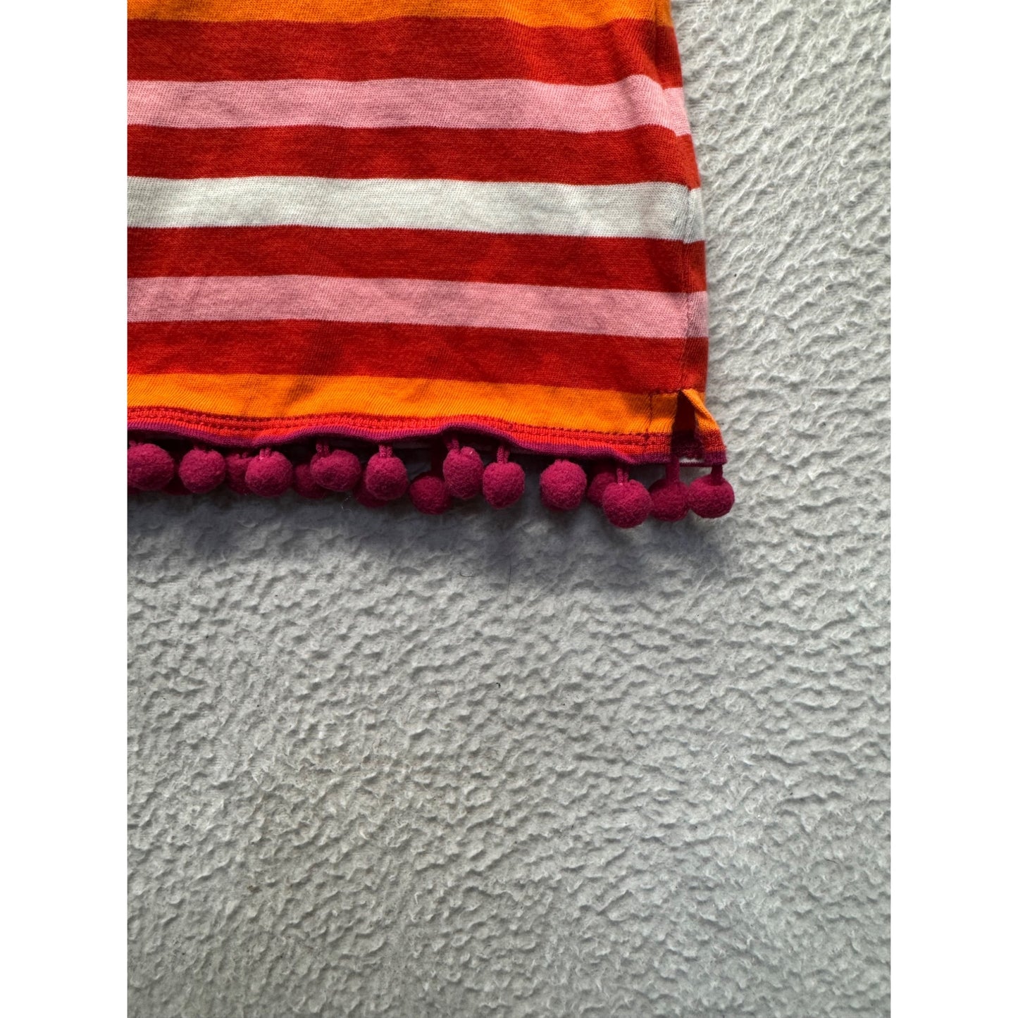 C. Wonder Striped Cotton T-Shirt With Pom Pom Hem Multicolor S 238B