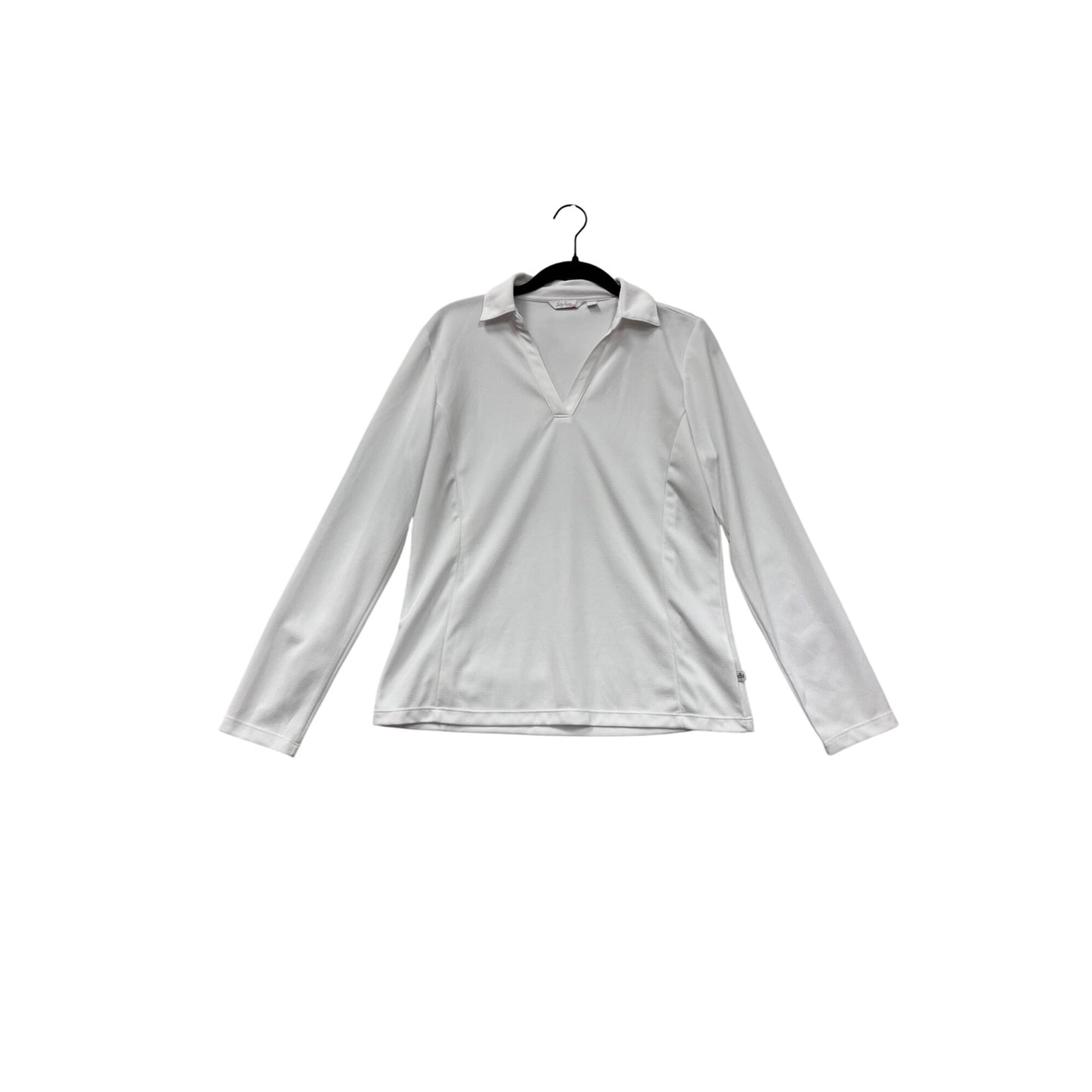 Lady Hagen Essentials White Long Sleeve Polo Shirt Size M #8291