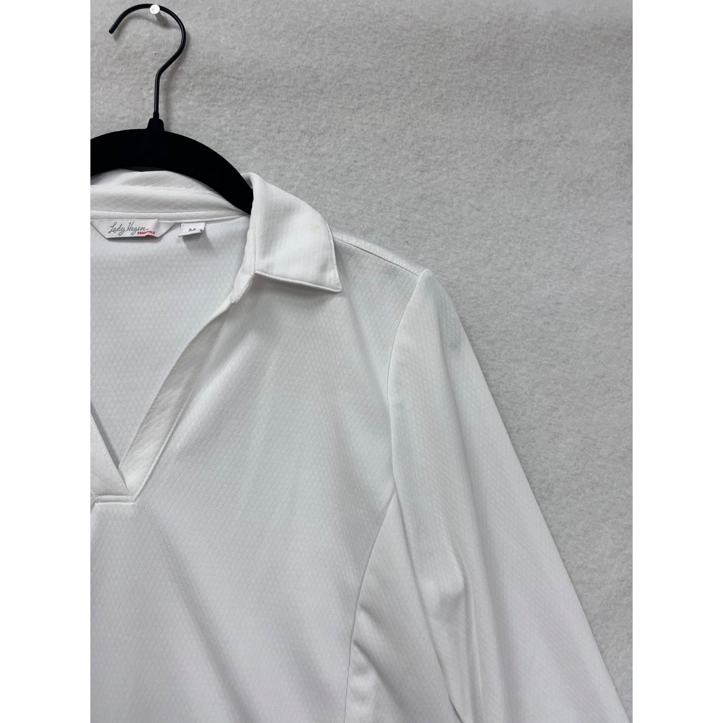 Lady Hagen Essentials White Long Sleeve Polo Shirt Size M #8291
