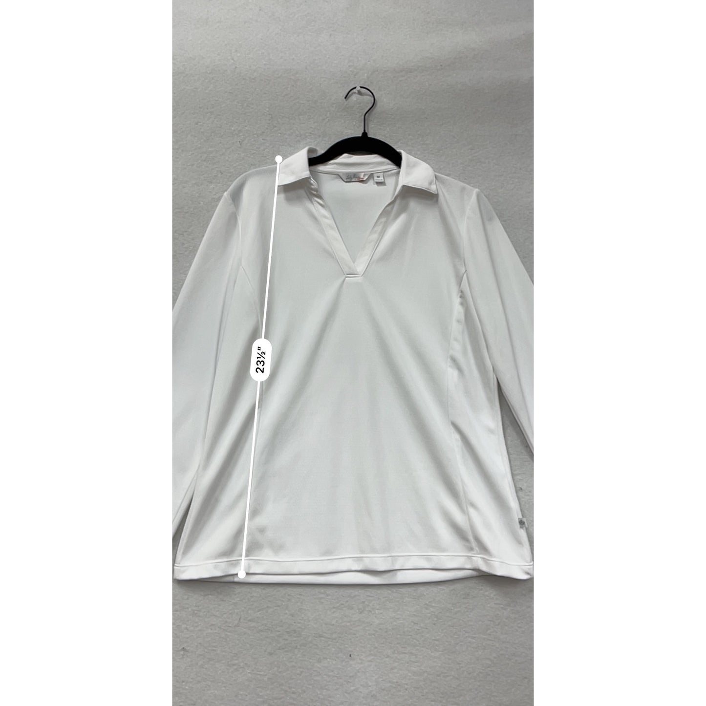 Lady Hagen Essentials White Long Sleeve Polo Shirt Size M #8291