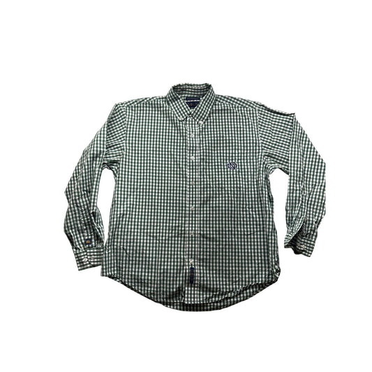 Notre Dame Collegiate Fit Long Sleeve Green & White Checkered Shirt #6383