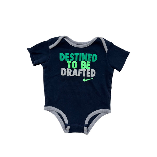 Baby Nike "Destined To Be Drafted" Navy Short Sleeve bodysuit 0-3M #6501