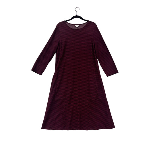 J.Jill Medium Burgundy Diamond Ponte Knit A-Line Dress #8463