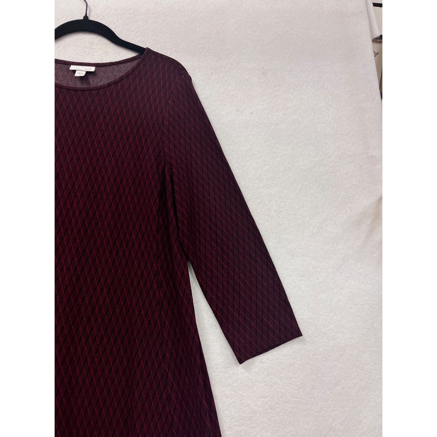 J.Jill Medium Burgundy Diamond Ponte Knit A-Line Dress #8463