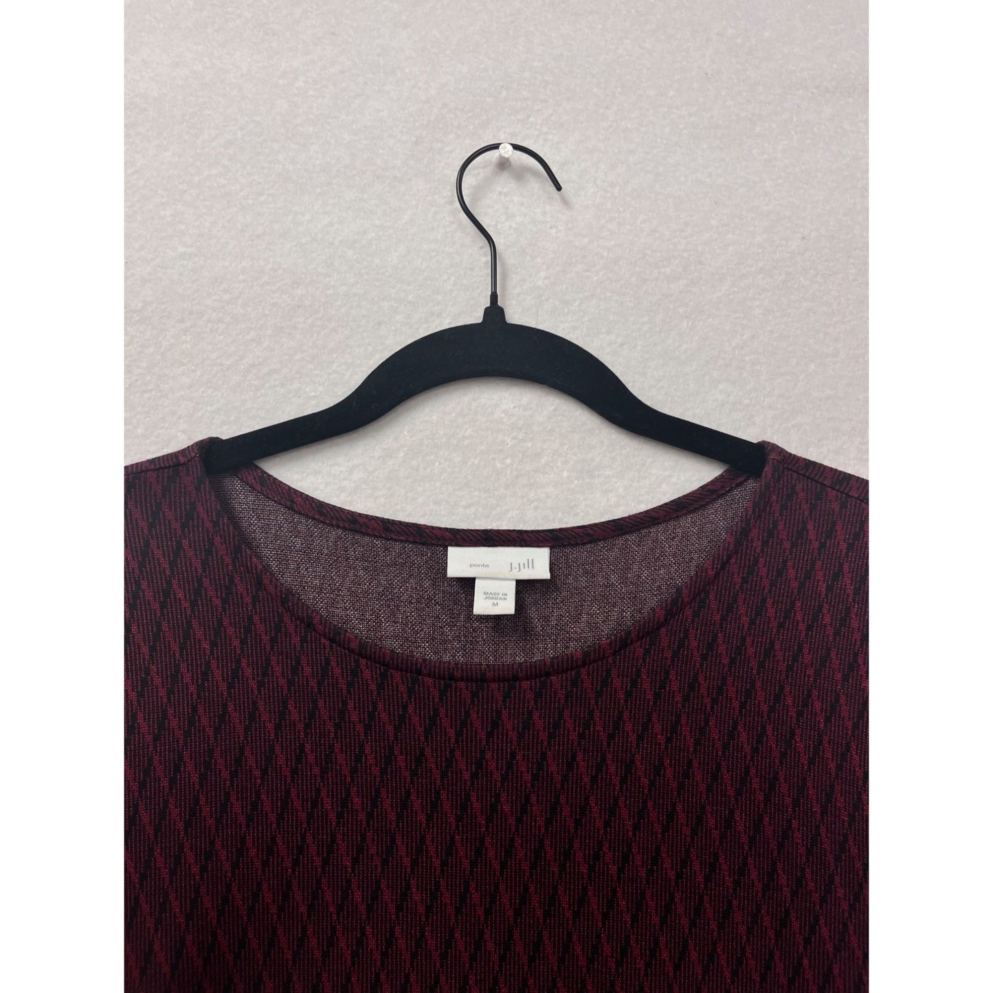 J.Jill Medium Burgundy Diamond Ponte Knit A-Line Dress #8463