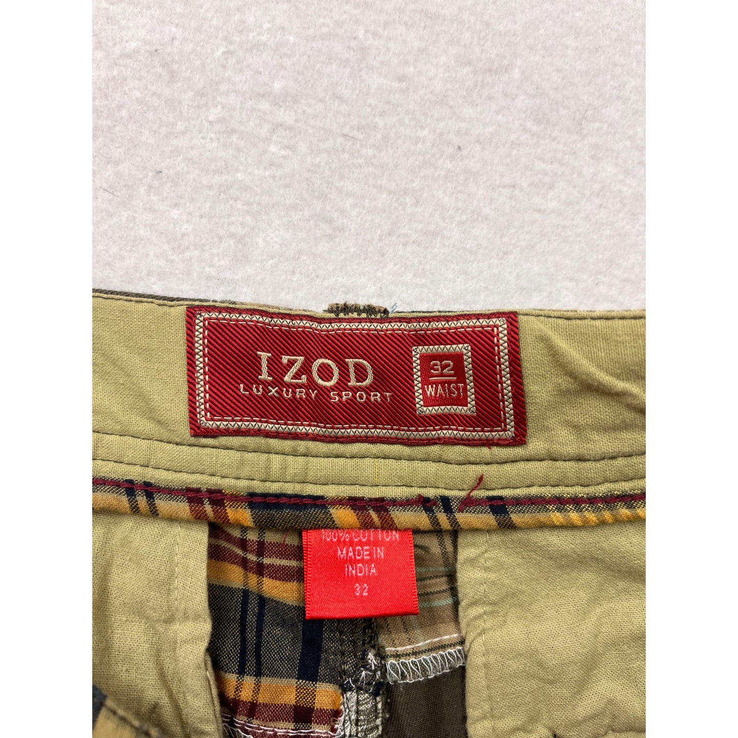 Izod Mens 32 Patchwork Plaid Cotton Shorts #8912