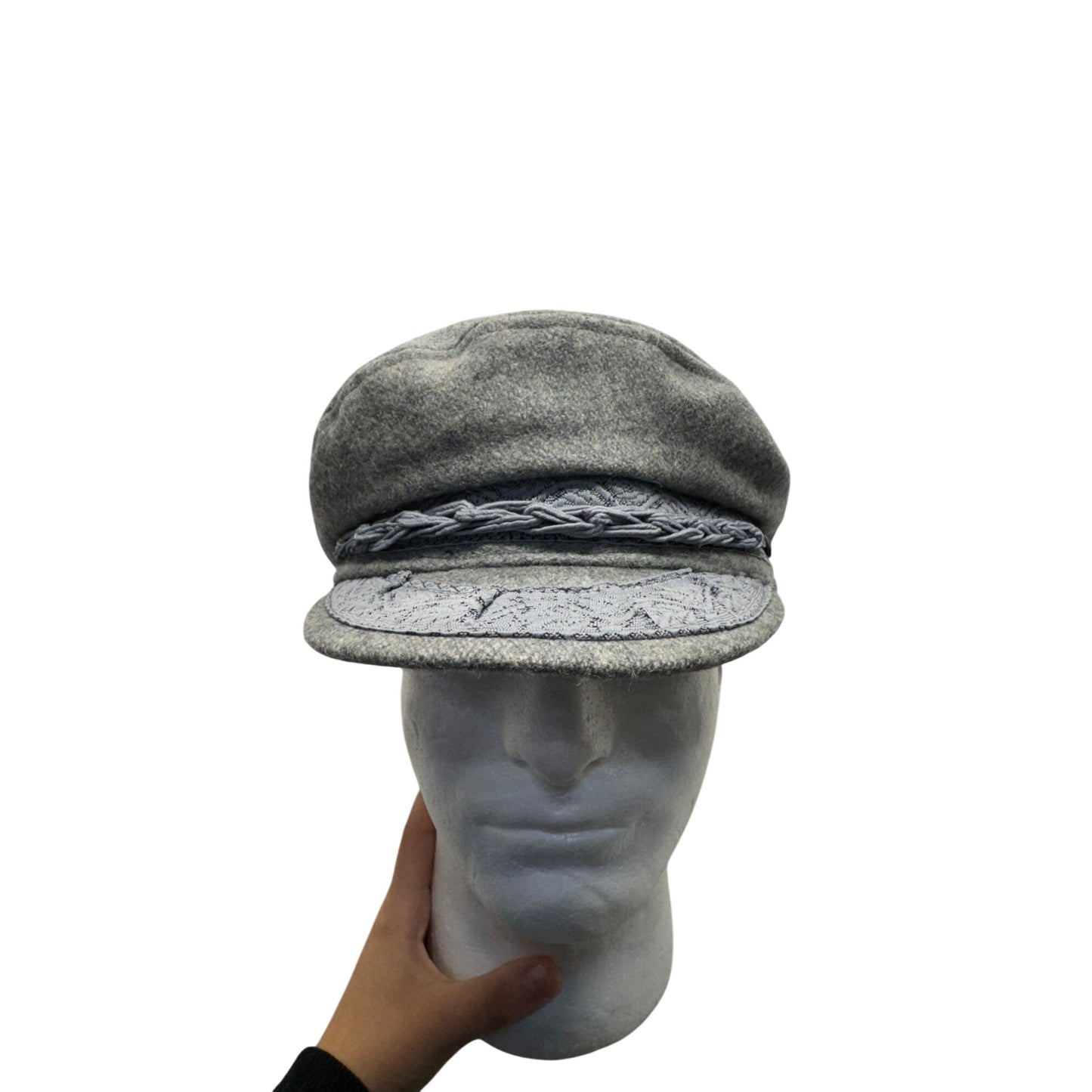 Greek Fishermans Cap Gray Wool Blend By Aegean With Braided Band Accent #9750