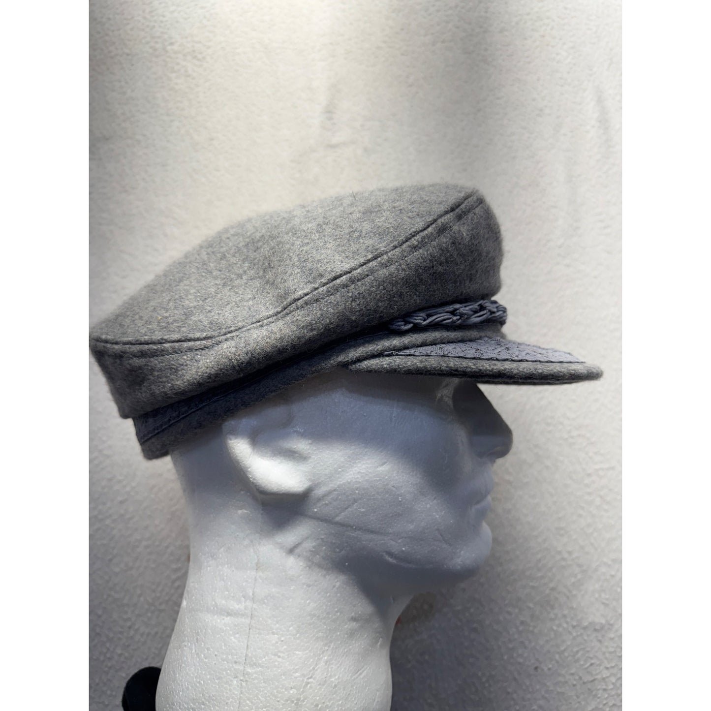 Greek Fishermans Cap Gray Wool Blend By Aegean With Braided Band Accent #9750