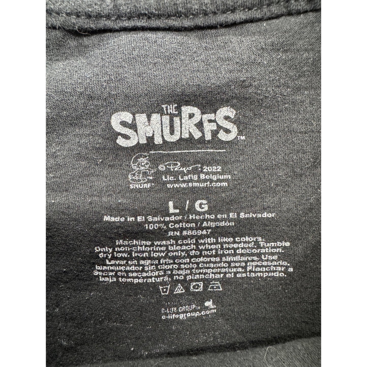 The Smurfs Black Crew Neck T-Shirt With Graphic Print  Size L 299B