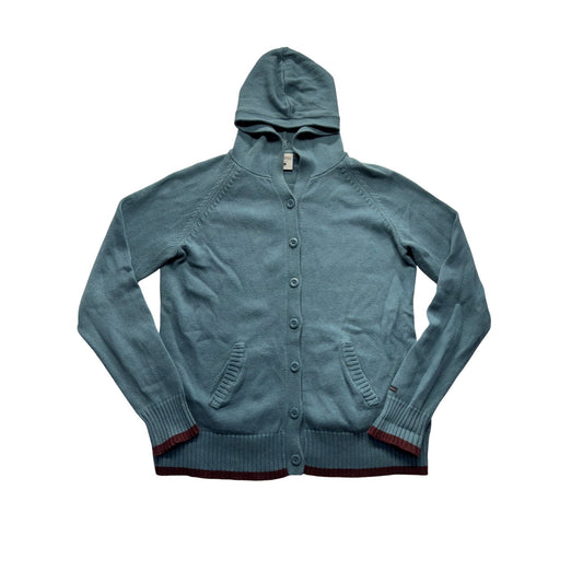 Columbia Cotton Knit Hooded Cardigan Blue Size L #7992