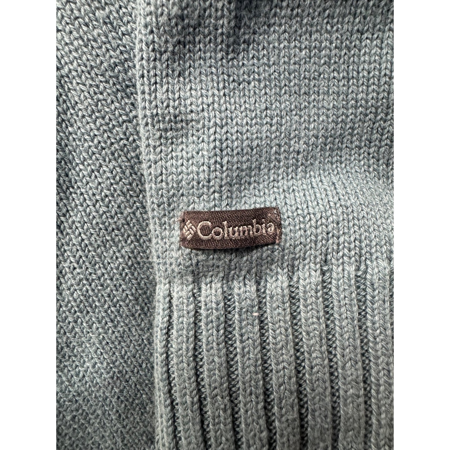 Columbia Cotton Knit Hooded Cardigan Blue Size L #7992