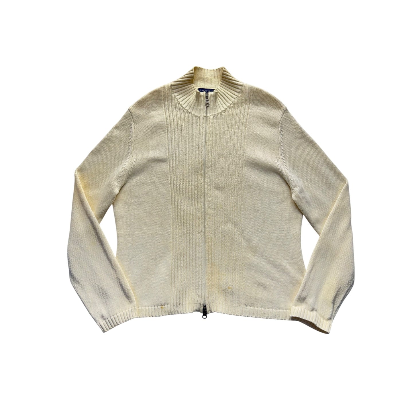 Lands End Full-Zip Ribbed Cardigan Sweater L 14-16 #9291