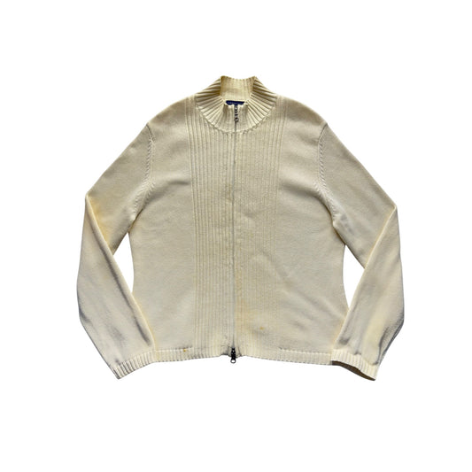 Lands End Full-Zip Ribbed Cardigan Sweater L 14-16 #9291