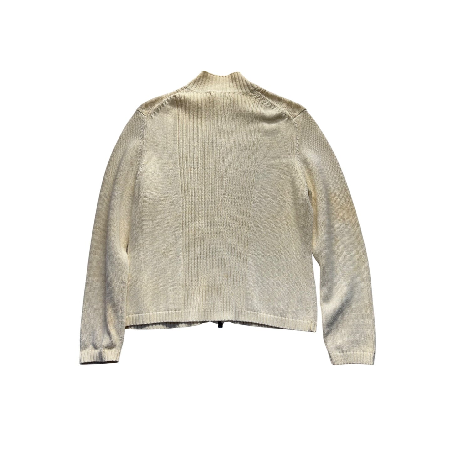 Lands End Full-Zip Ribbed Cardigan Sweater L 14-16 #9291