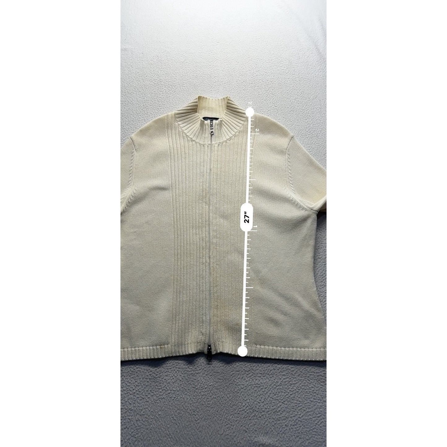 Lands End Full-Zip Ribbed Cardigan Sweater L 14-16 #9291