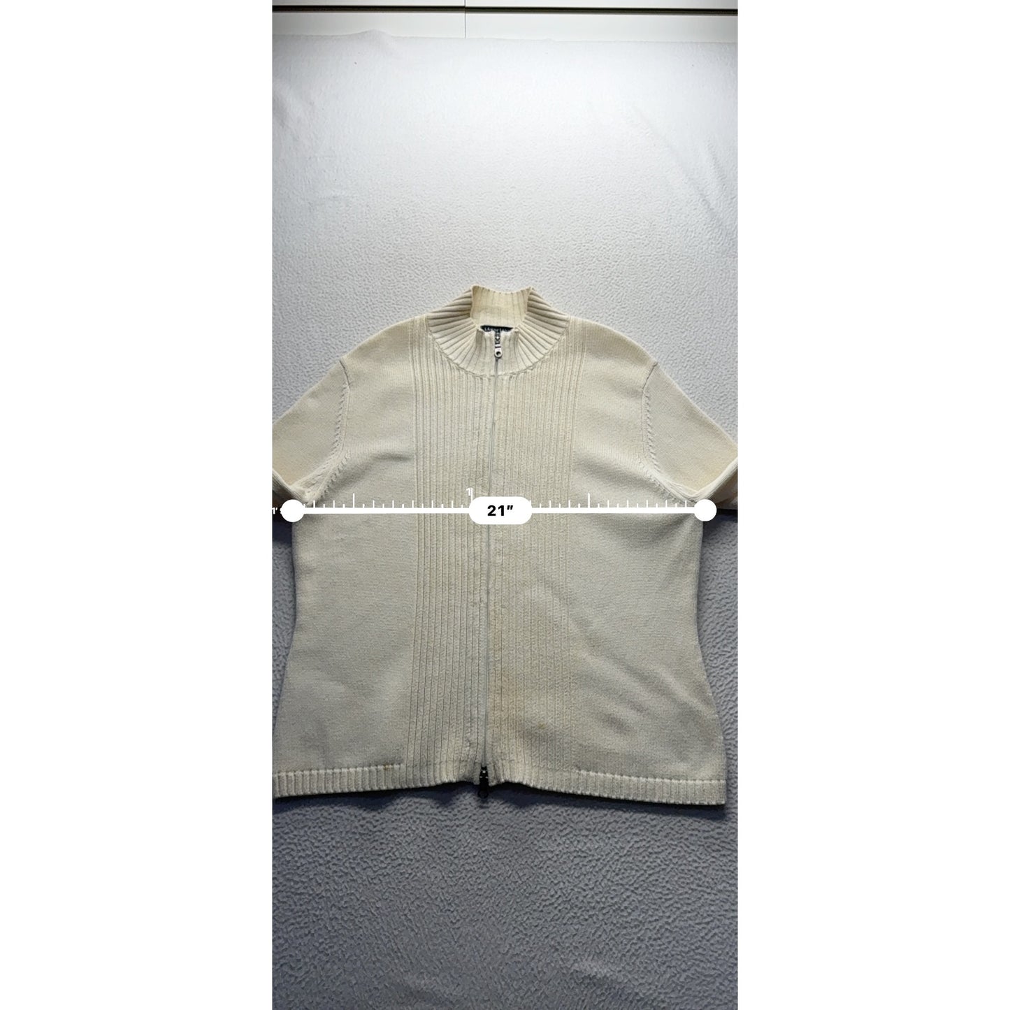 Lands End Full-Zip Ribbed Cardigan Sweater L 14-16 #9291