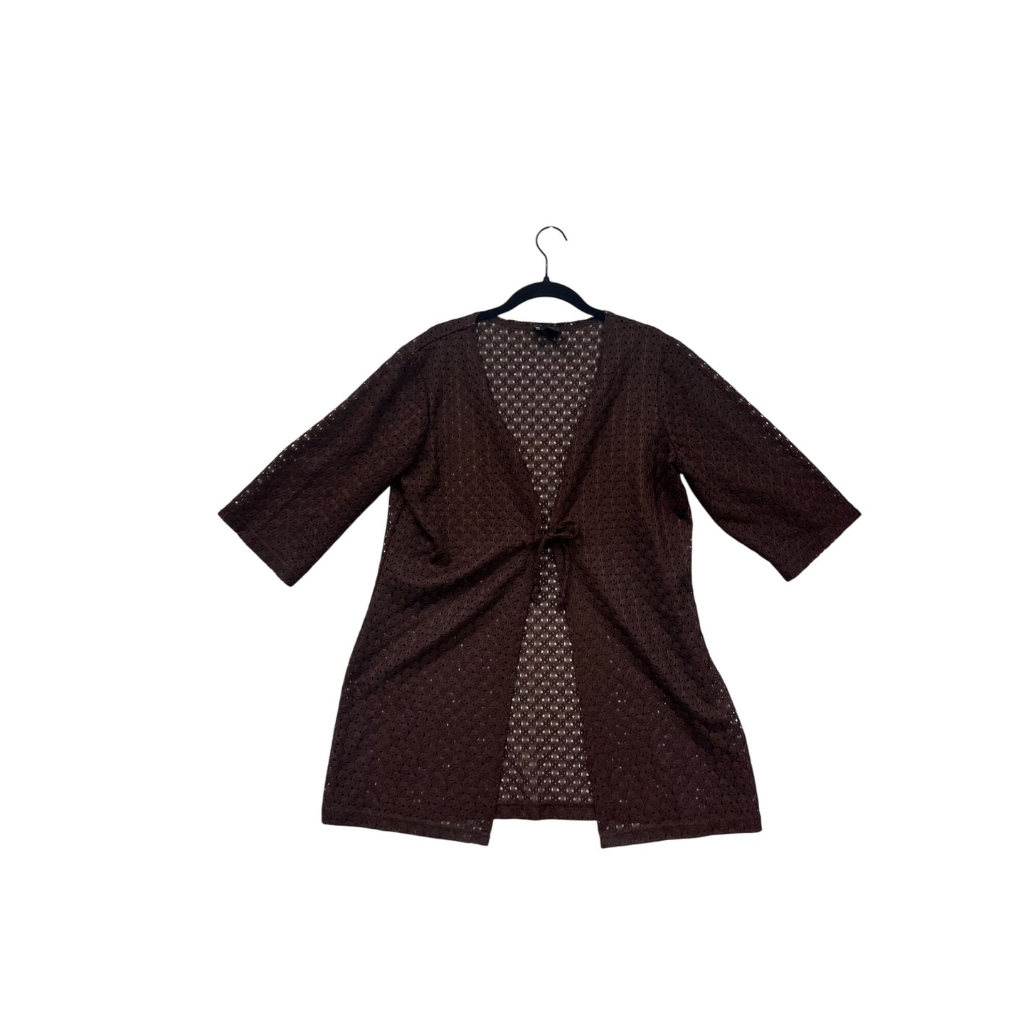 Anne Cole Womens Large Brown Crochet Swim Cover-Up Tie-Front #6805