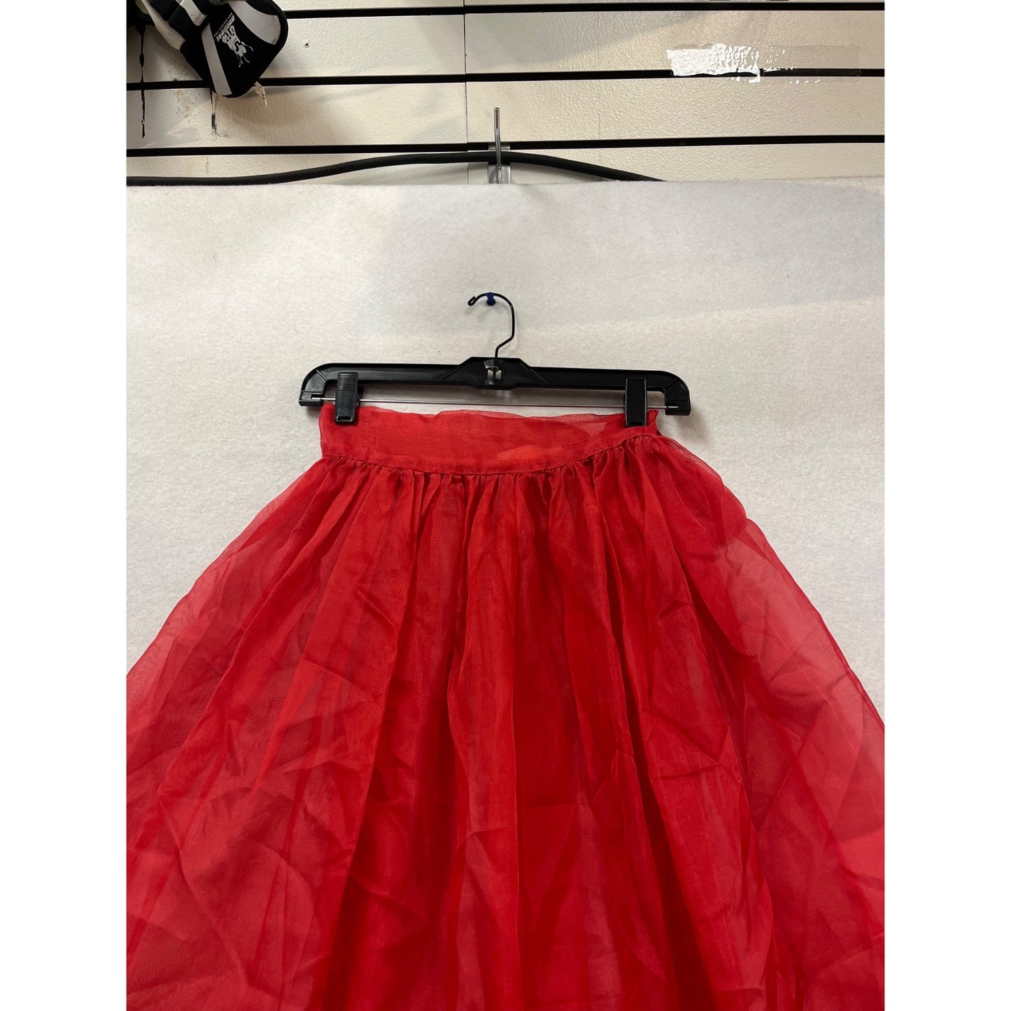 Red Embroidered Floral Mesh Skirt S/M #157C