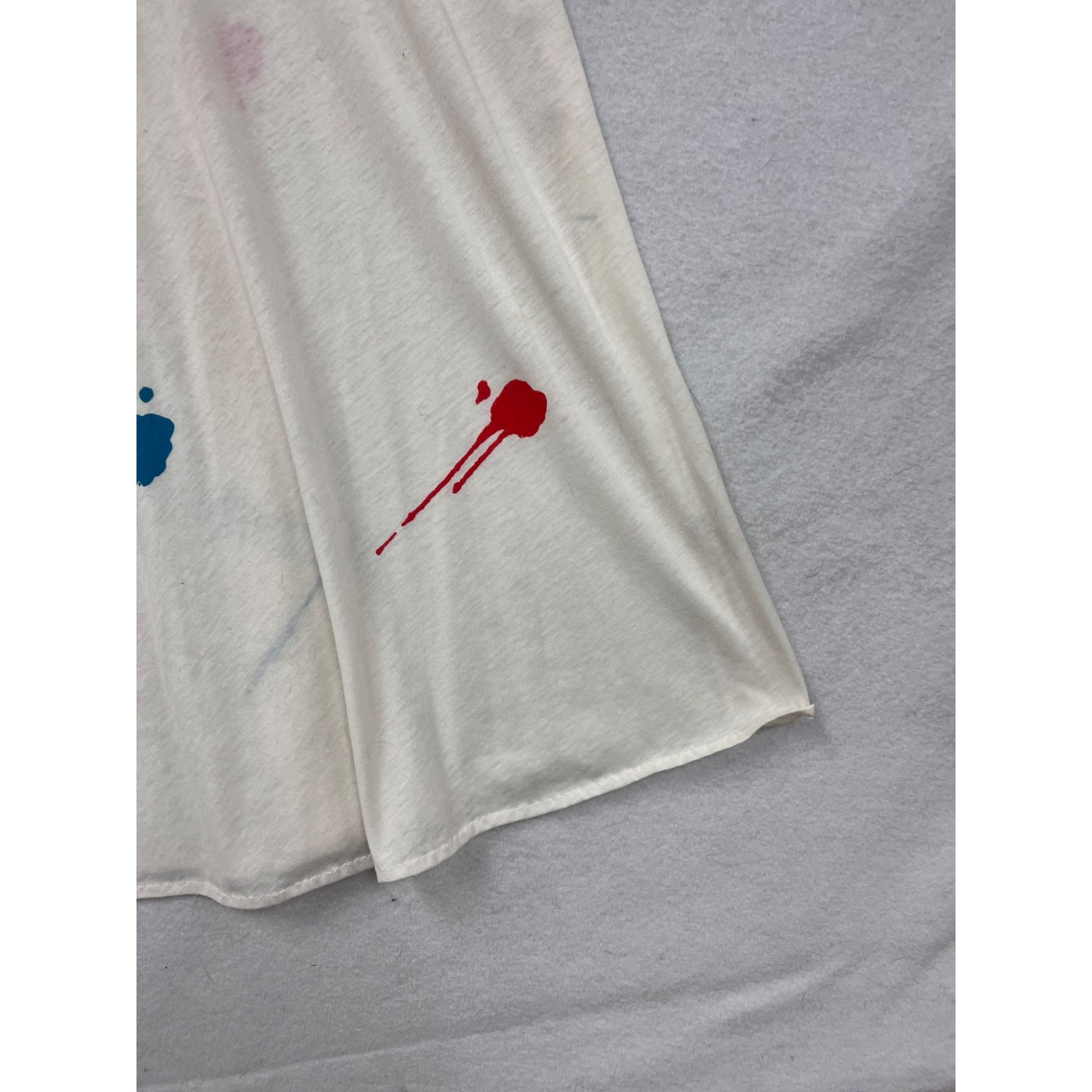 Abstract Paint Splatter Handmade White Dress #8346