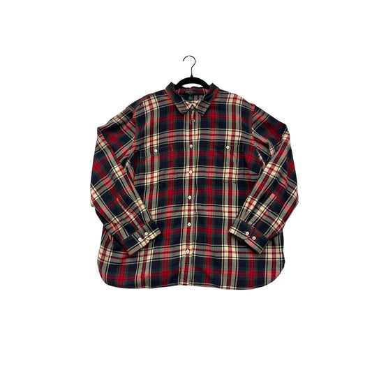 Womens 3XL Lauren Jeans Co Ralph Lauren Red & Green Plaid Button-Down Shirt #6969