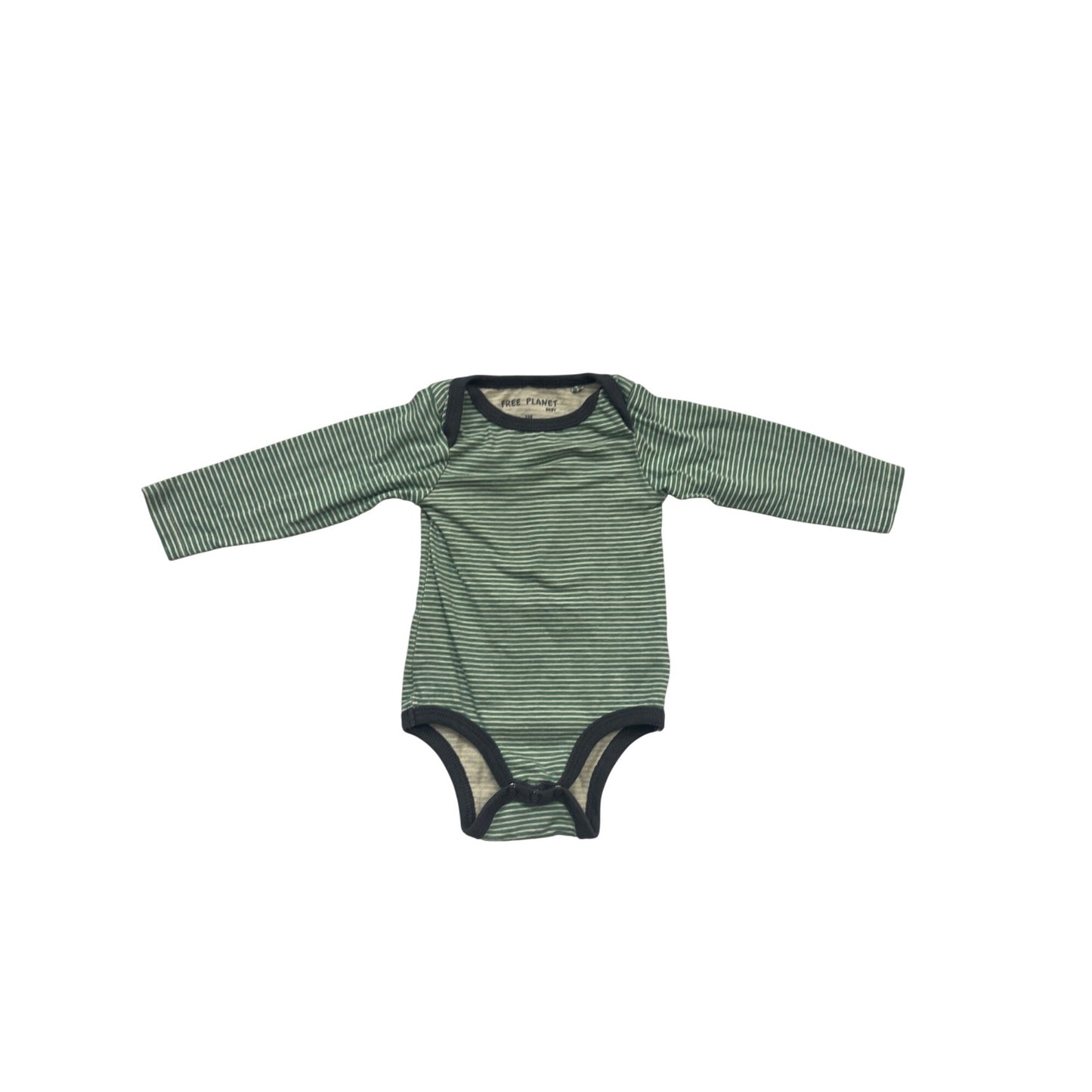 Green & White Striped Baby Bodysuit 3M #134C