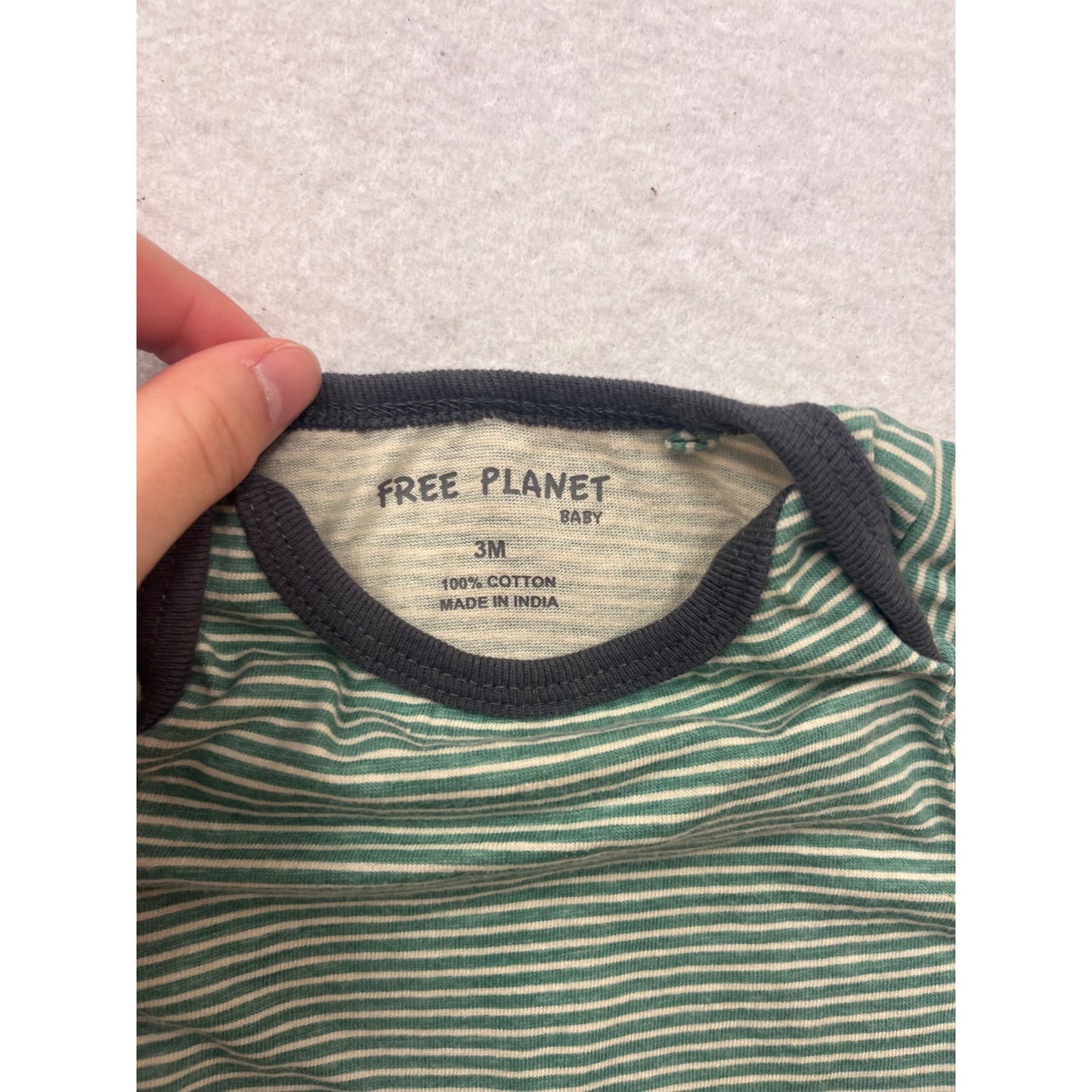Green & White Striped Baby Bodysuit 3M #134C