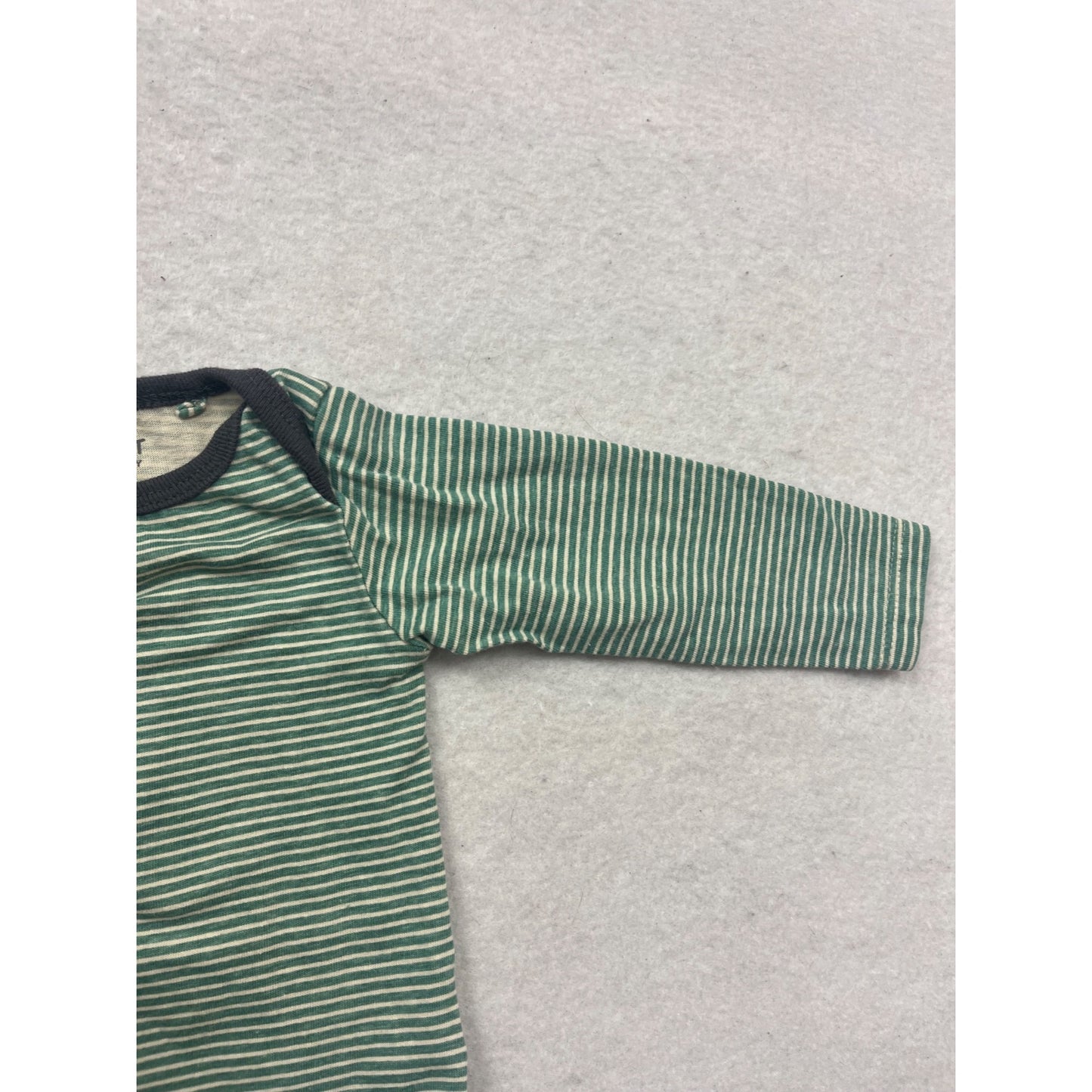 Green & White Striped Baby Bodysuit 3M #134C