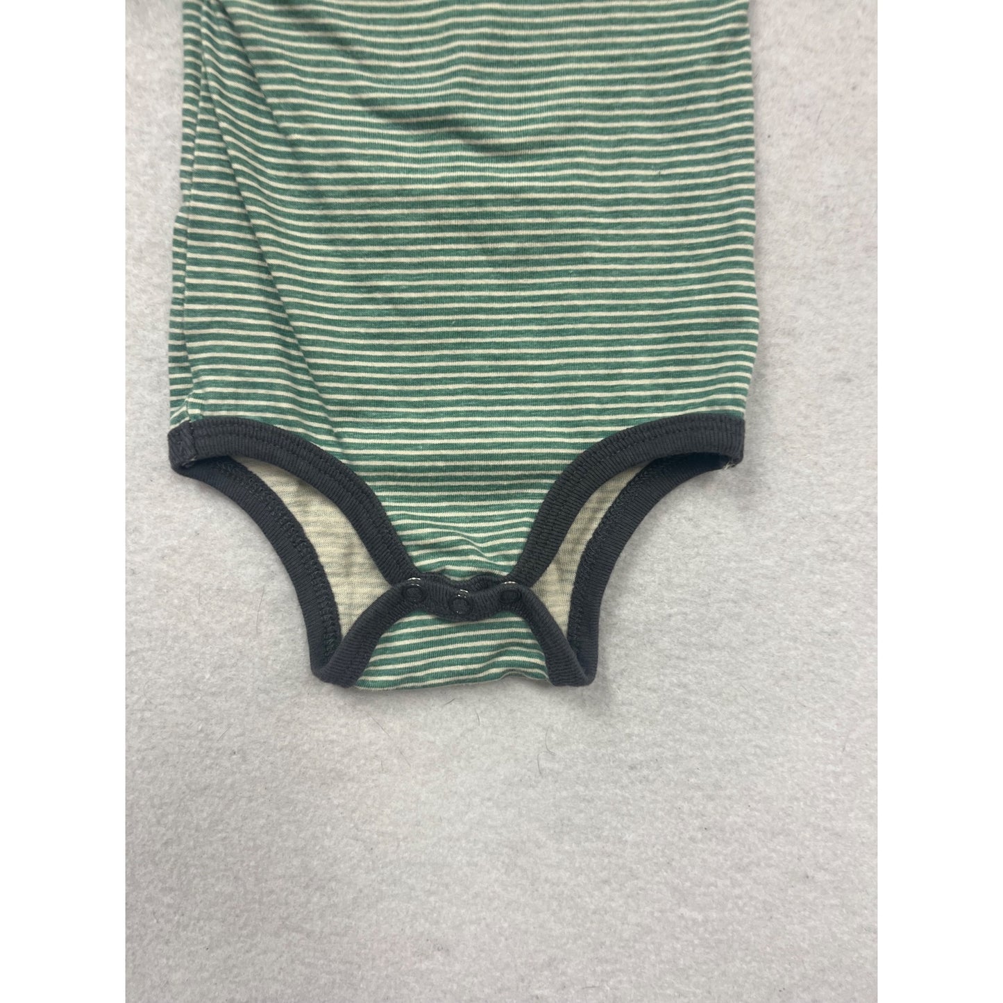 Green & White Striped Baby Bodysuit 3M #134C