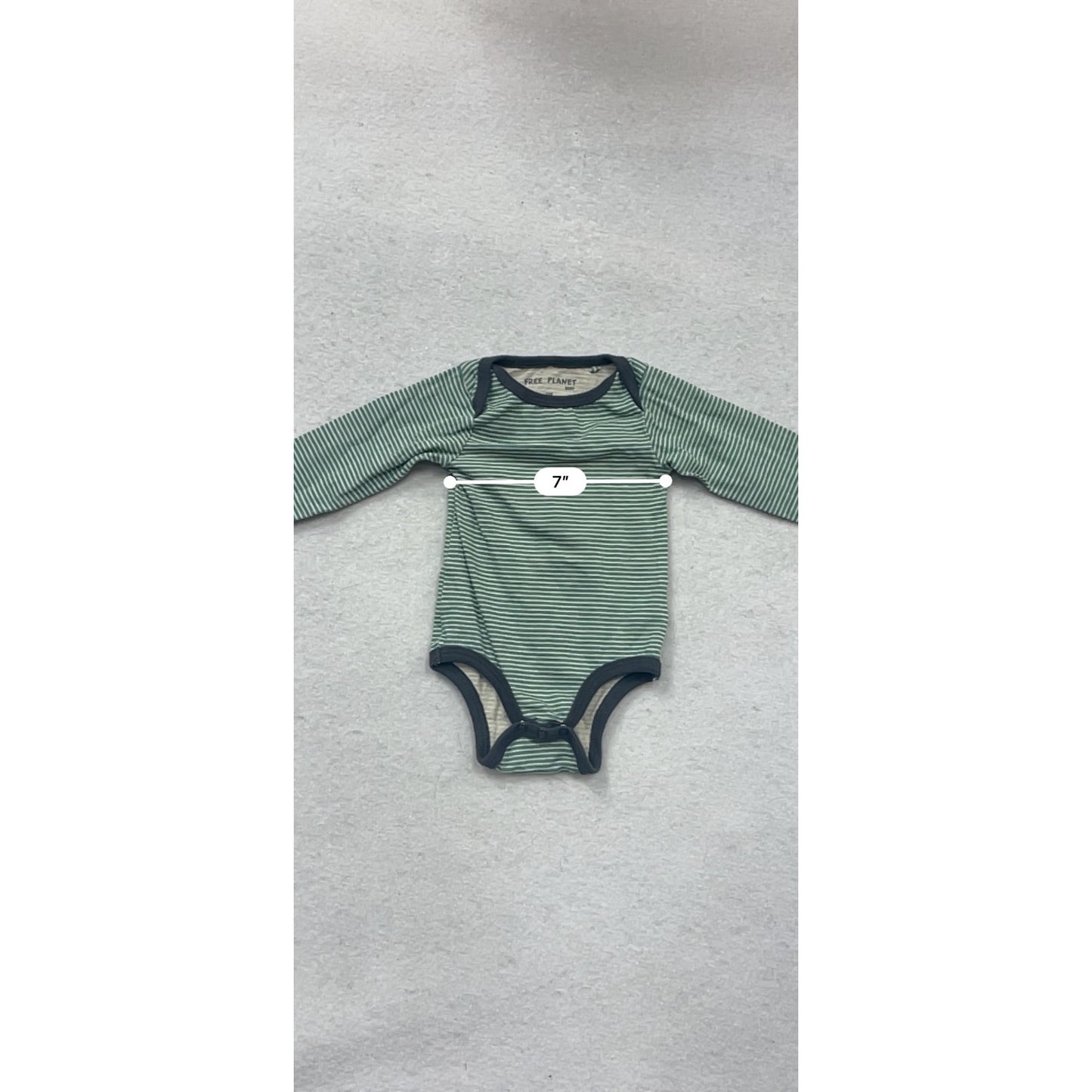 Green & White Striped Baby Bodysuit 3M #134C