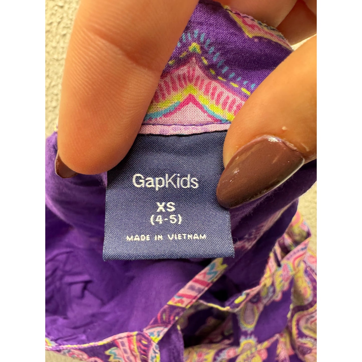 Gap Kids XS (4-5) Purple Paisley Sleeveless Dress 100% Cotton 256B