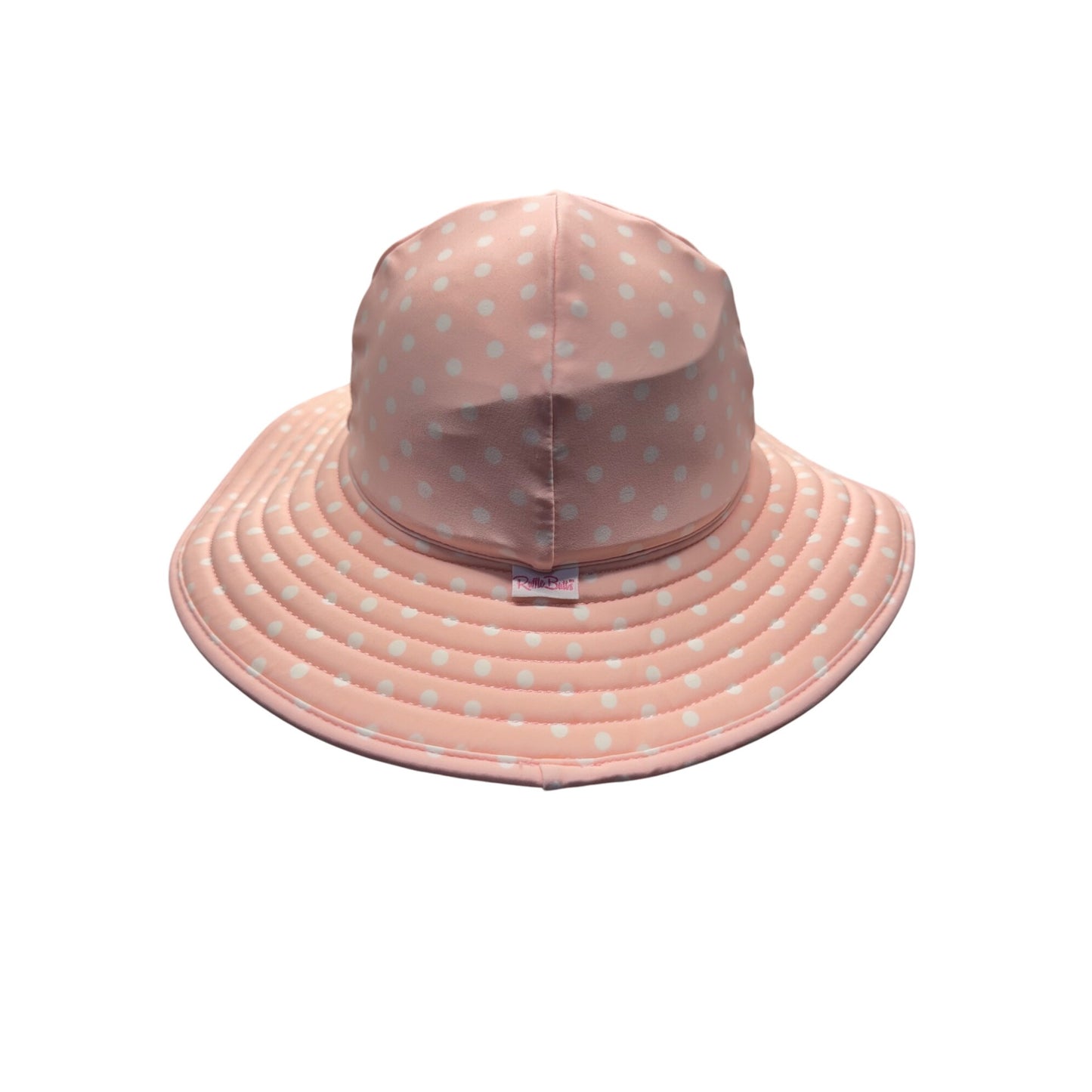 RuffleButts Pink Polka Dot Reversible Wide Brim Sun Hat #9213