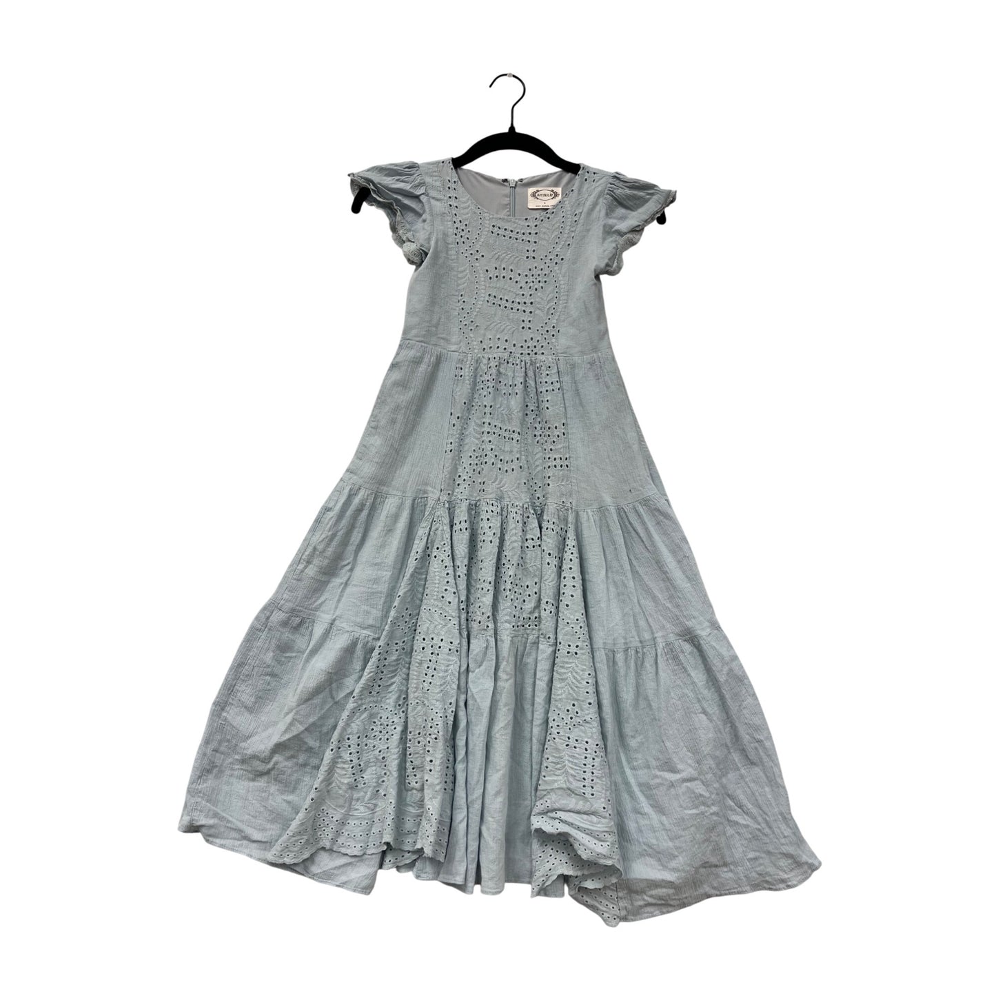 Joyfolie Light Blue Eyelet Maxi Dress Size 6 #8942