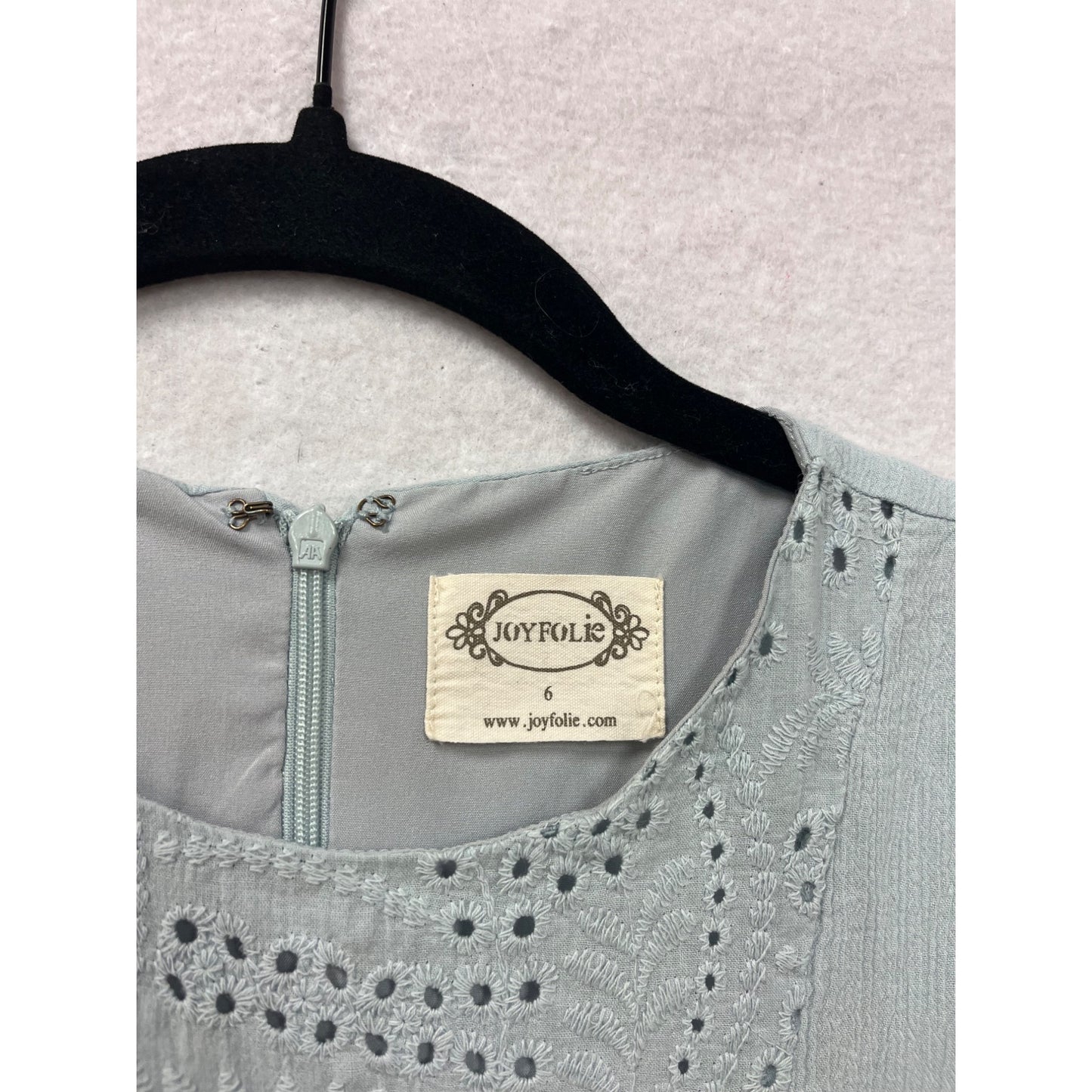 Joyfolie Light Blue Eyelet Maxi Dress Size 6 #8942