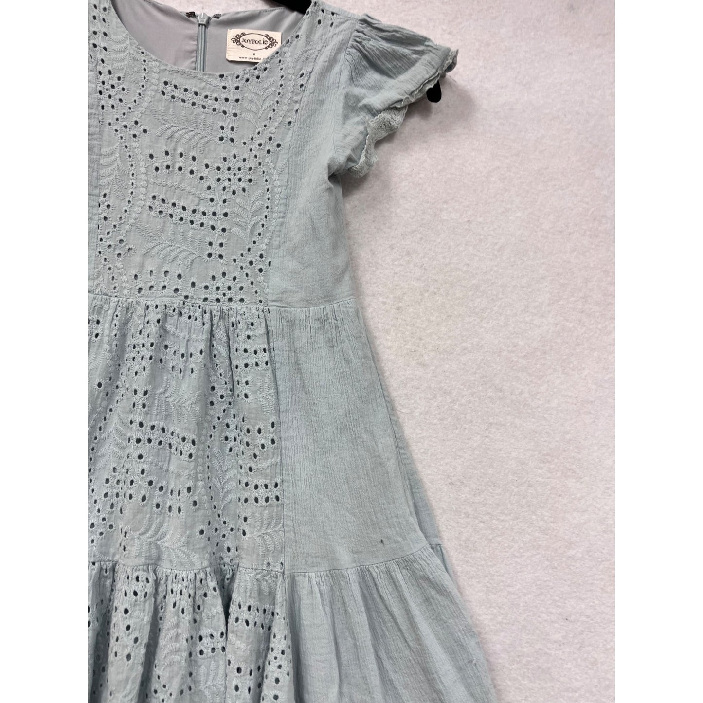 Joyfolie Light Blue Eyelet Maxi Dress Size 6 #8942