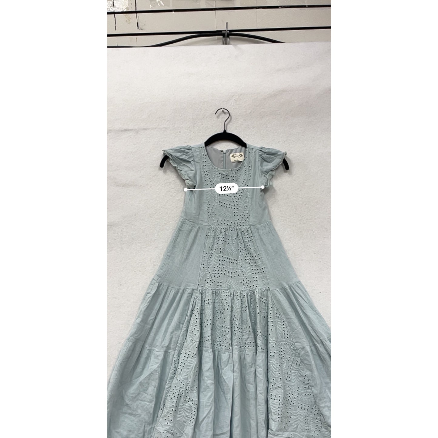 Joyfolie Light Blue Eyelet Maxi Dress Size 6 #8942